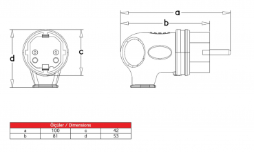 Schutzkontakt Gummistecker mit Griff IP44 (Blau)